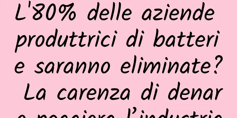 L'80% delle aziende produttrici di batterie saranno eliminate? La carenza di denaro peggiora l’industria