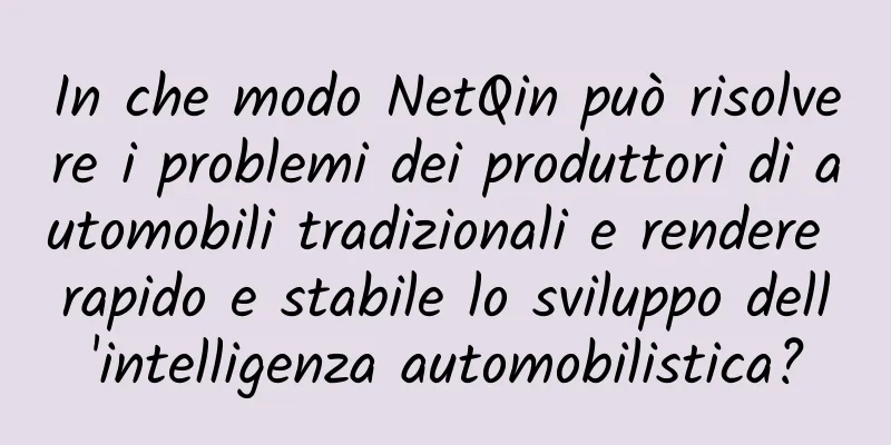In che modo NetQin può risolvere i problemi dei produttori di automobili tradizionali e rendere rapido e stabile lo sviluppo dell'intelligenza automobilistica?