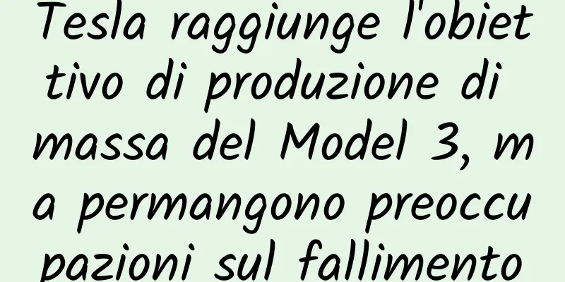 Tesla raggiunge l'obiettivo di produzione di massa del Model 3, ma permangono preoccupazioni sul fallimento