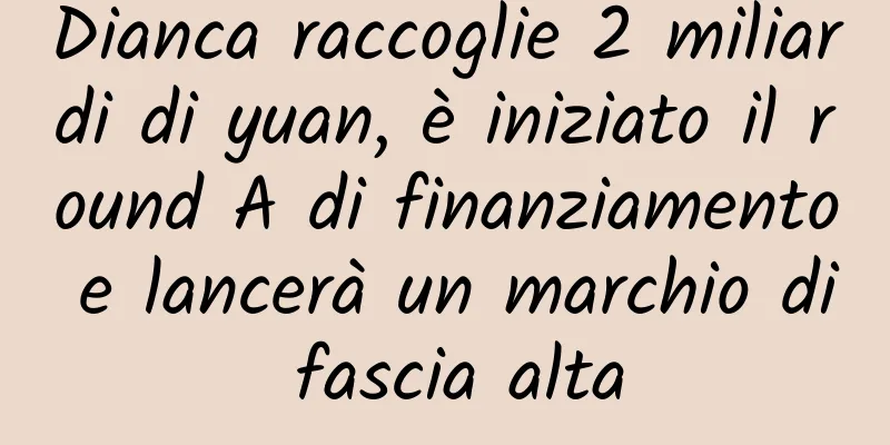 Dianca raccoglie 2 miliardi di yuan, è iniziato il round A di finanziamento e lancerà un marchio di fascia alta