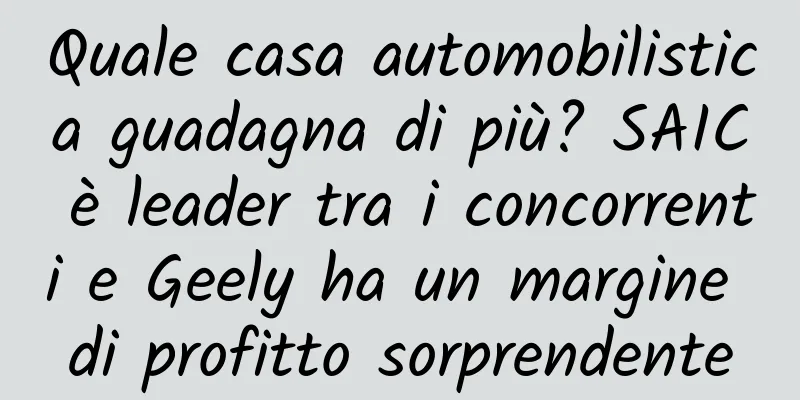 Quale casa automobilistica guadagna di più? SAIC è leader tra i concorrenti e Geely ha un margine di profitto sorprendente