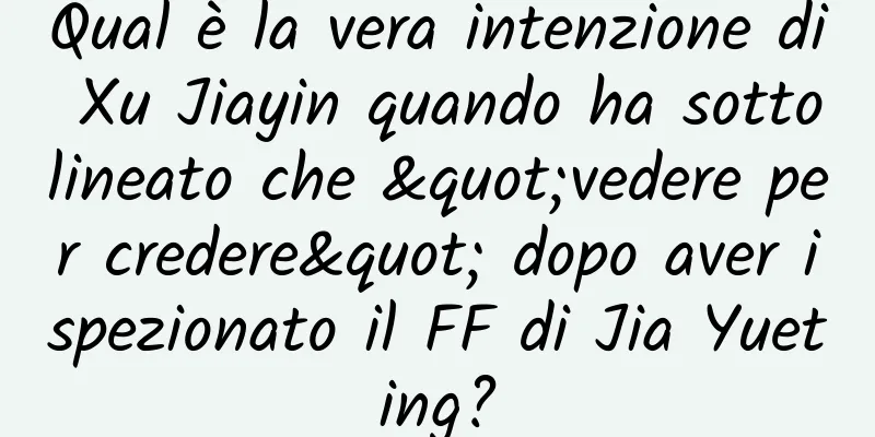 Qual è la vera intenzione di Xu Jiayin quando ha sottolineato che "vedere per credere" dopo aver ispezionato il FF di Jia Yueting?