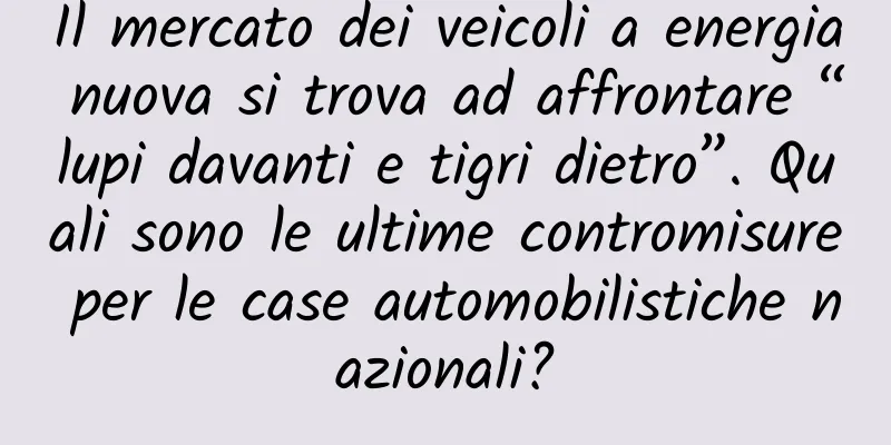 Il mercato dei veicoli a energia nuova si trova ad affrontare “lupi davanti e tigri dietro”. Quali sono le ultime contromisure per le case automobilistiche nazionali?