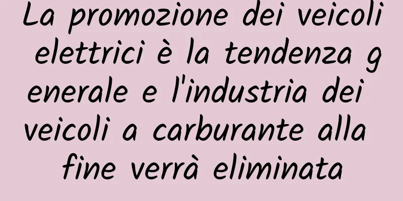 La promozione dei veicoli elettrici è la tendenza generale e l'industria dei veicoli a carburante alla fine verrà eliminata