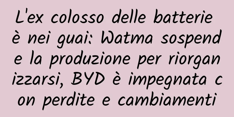 L'ex colosso delle batterie è nei guai: Watma sospende la produzione per riorganizzarsi, BYD è impegnata con perdite e cambiamenti