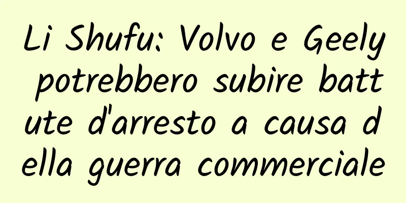 Li Shufu: Volvo e Geely potrebbero subire battute d'arresto a causa della guerra commerciale
