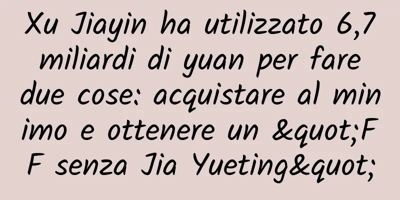 Xu Jiayin ha utilizzato 6,7 miliardi di yuan per fare due cose: acquistare al minimo e ottenere un "FF senza Jia Yueting"