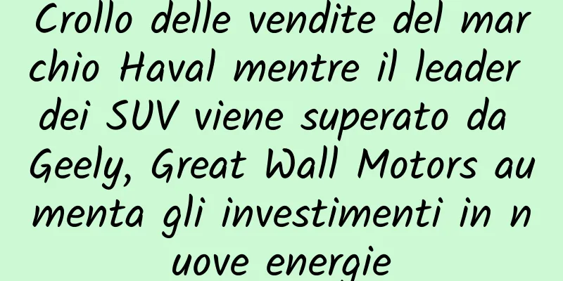 Crollo delle vendite del marchio Haval mentre il leader dei SUV viene superato da Geely, Great Wall Motors aumenta gli investimenti in nuove energie