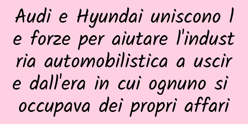 Audi e Hyundai uniscono le forze per aiutare l'industria automobilistica a uscire dall'era in cui ognuno si occupava dei propri affari