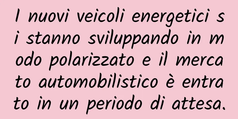 I nuovi veicoli energetici si stanno sviluppando in modo polarizzato e il mercato automobilistico è entrato in un periodo di attesa.