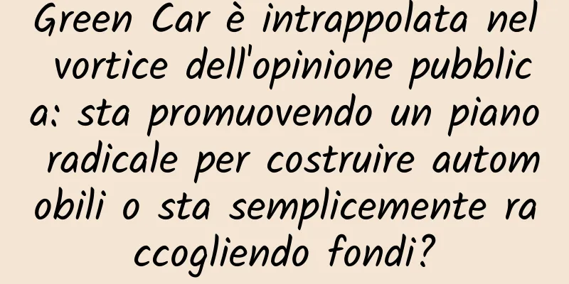 Green Car è intrappolata nel vortice dell'opinione pubblica: sta promuovendo un piano radicale per costruire automobili o sta semplicemente raccogliendo fondi?