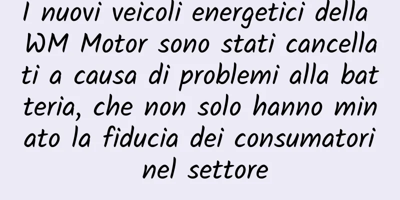 I nuovi veicoli energetici della WM Motor sono stati cancellati a causa di problemi alla batteria, che non solo hanno minato la fiducia dei consumatori nel settore