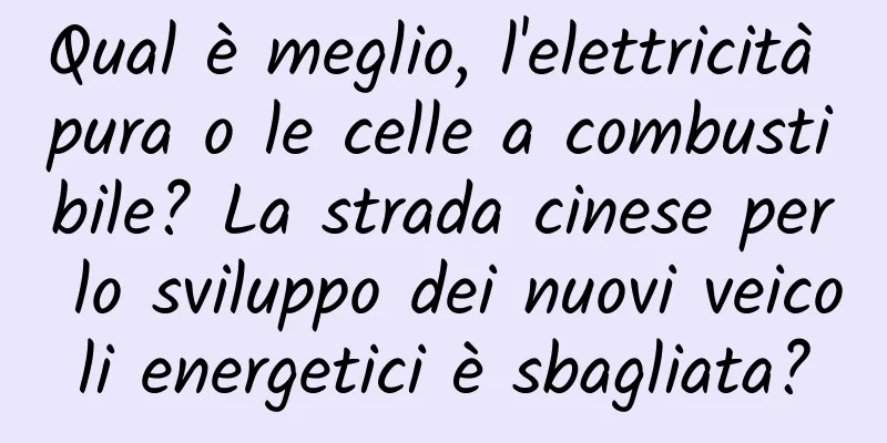Qual è meglio, l'elettricità pura o le celle a combustibile? La strada cinese per lo sviluppo dei nuovi veicoli energetici è sbagliata?