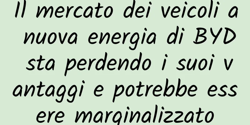 Il mercato dei veicoli a nuova energia di BYD sta perdendo i suoi vantaggi e potrebbe essere marginalizzato