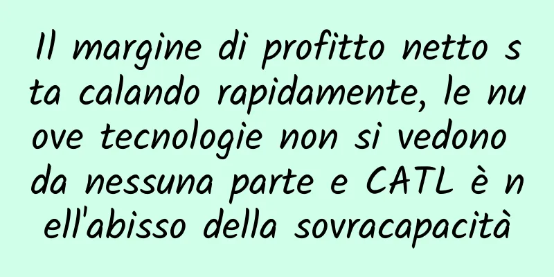Il margine di profitto netto sta calando rapidamente, le nuove tecnologie non si vedono da nessuna parte e CATL è nell'abisso della sovracapacità