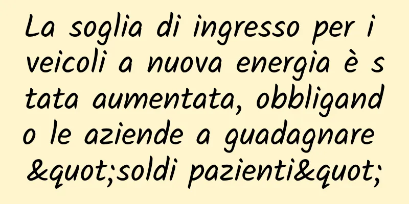 La soglia di ingresso per i veicoli a nuova energia è stata aumentata, obbligando le aziende a guadagnare "soldi pazienti"