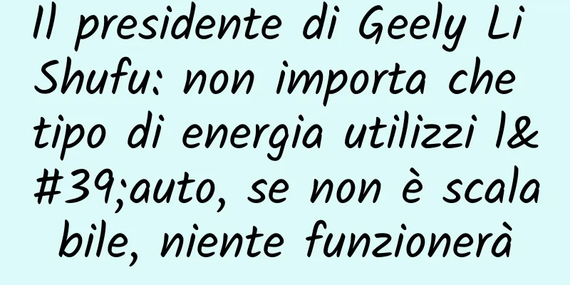 Il presidente di Geely Li Shufu: non importa che tipo di energia utilizzi l'auto, se non è scalabile, niente funzionerà