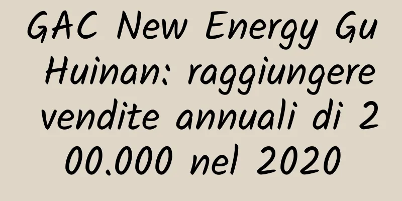 GAC New Energy Gu Huinan: raggiungere vendite annuali di 200.000 nel 2020