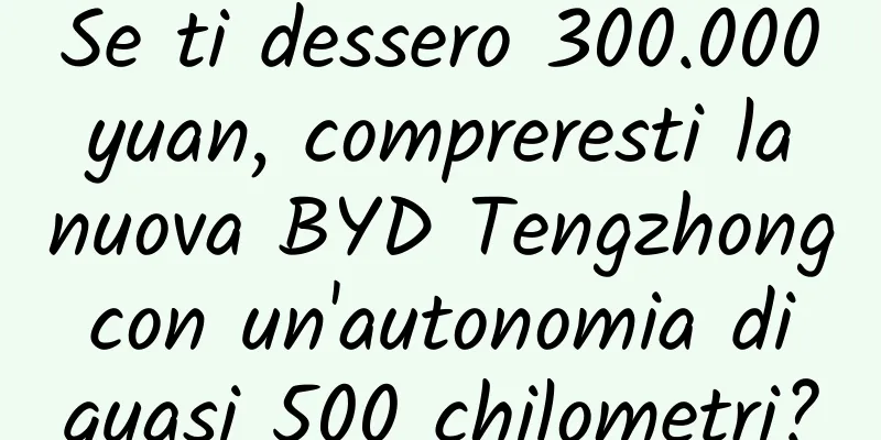 Se ti dessero 300.000 yuan, compreresti la nuova BYD Tengzhong con un'autonomia di quasi 500 chilometri?