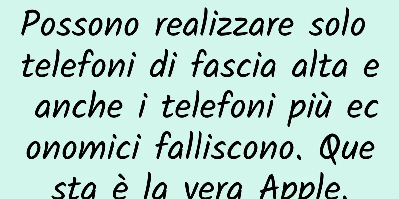 Possono realizzare solo telefoni di fascia alta e anche i telefoni più economici falliscono. Questa è la vera Apple.