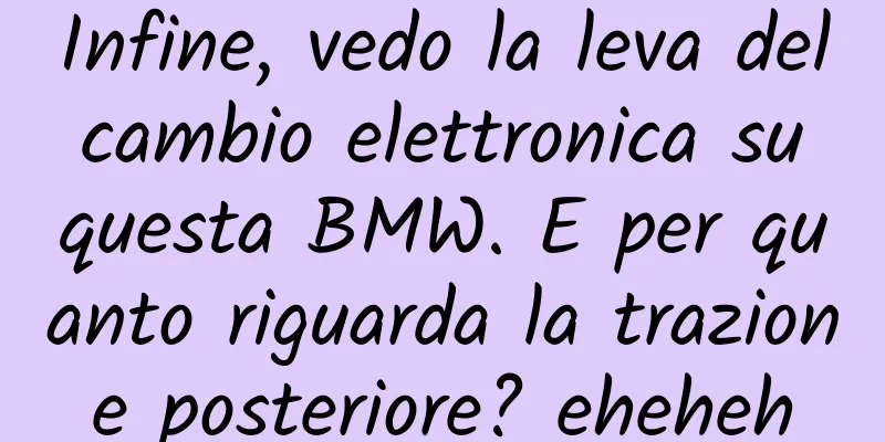 Infine, vedo la leva del cambio elettronica su questa BMW. E per quanto riguarda la trazione posteriore? eheheh