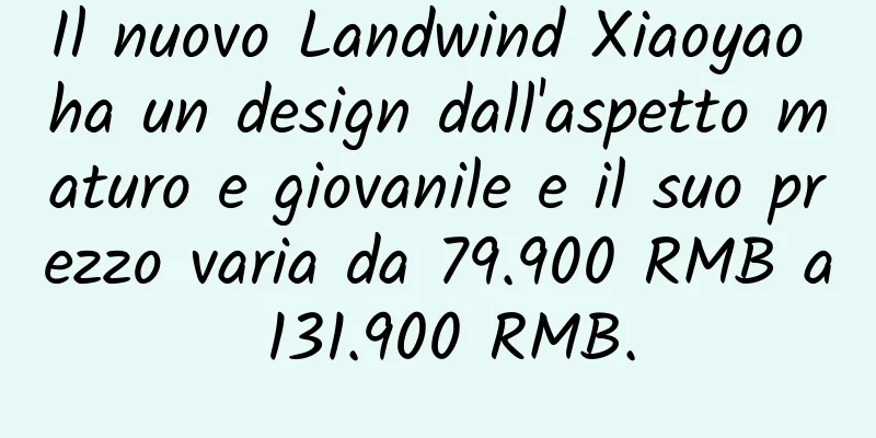 Il nuovo Landwind Xiaoyao ha un design dall'aspetto maturo e giovanile e il suo prezzo varia da 79.900 RMB a 131.900 RMB.