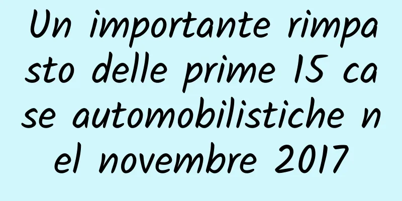 Un importante rimpasto delle prime 15 case automobilistiche nel novembre 2017