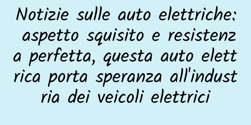 Notizie sulle auto elettriche: aspetto squisito e resistenza perfetta, questa auto elettrica porta speranza all'industria dei veicoli elettrici