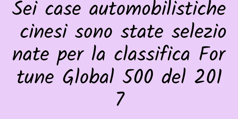 Sei case automobilistiche cinesi sono state selezionate per la classifica Fortune Global 500 del 2017