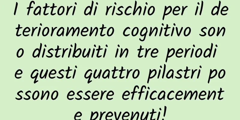 I fattori di rischio per il deterioramento cognitivo sono distribuiti in tre periodi e questi quattro pilastri possono essere efficacemente prevenuti!