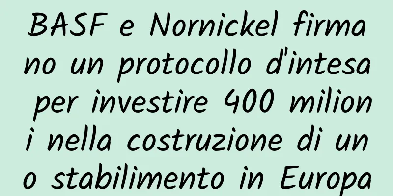 BASF e Nornickel firmano un protocollo d'intesa per investire 400 milioni nella costruzione di uno stabilimento in Europa