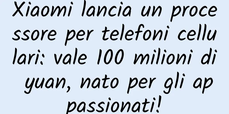 Xiaomi lancia un processore per telefoni cellulari: vale 100 milioni di yuan, nato per gli appassionati!