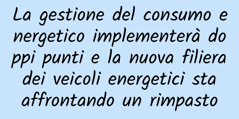 La gestione del consumo energetico implementerà doppi punti e la nuova filiera dei veicoli energetici sta affrontando un rimpasto