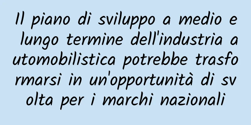 Il piano di sviluppo a medio e lungo termine dell'industria automobilistica potrebbe trasformarsi in un'opportunità di svolta per i marchi nazionali