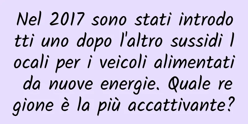 Nel 2017 sono stati introdotti uno dopo l'altro sussidi locali per i veicoli alimentati da nuove energie. Quale regione è la più accattivante?