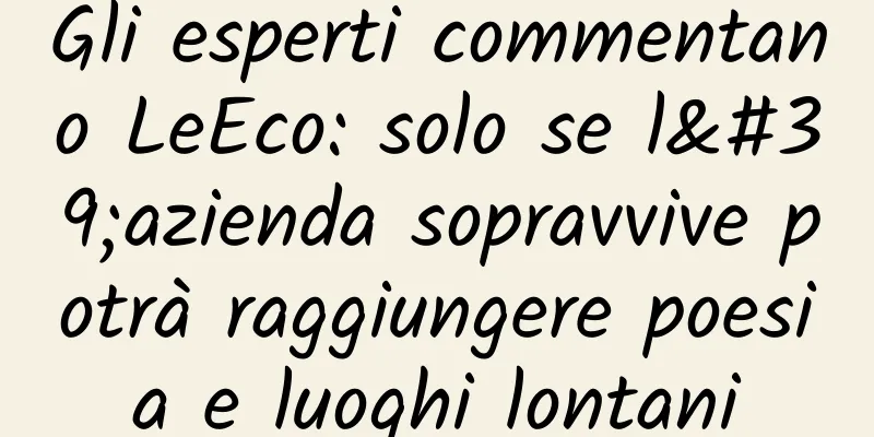 Gli esperti commentano LeEco: solo se l'azienda sopravvive potrà raggiungere poesia e luoghi lontani