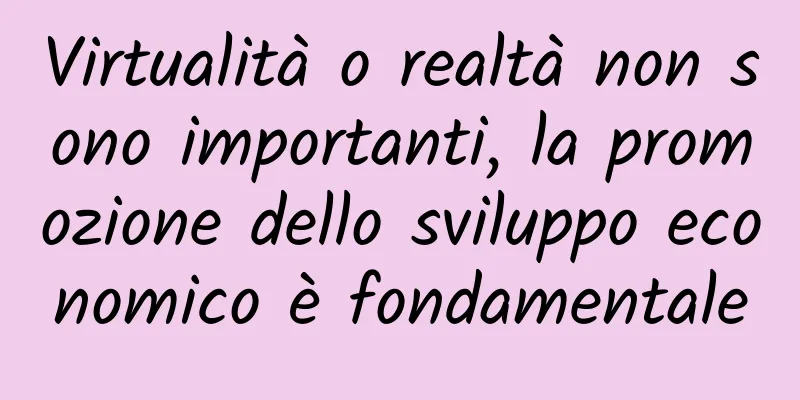 Virtualità o realtà non sono importanti, la promozione dello sviluppo economico è fondamentale