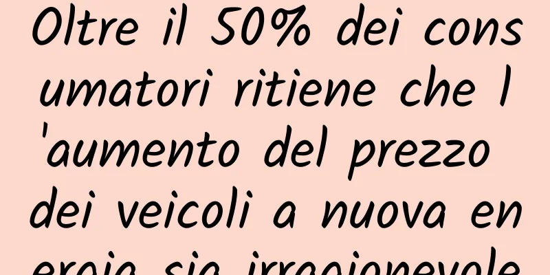 Oltre il 50% dei consumatori ritiene che l'aumento del prezzo dei veicoli a nuova energia sia irragionevole