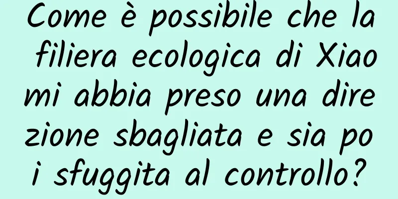 Come è possibile che la filiera ecologica di Xiaomi abbia preso una direzione sbagliata e sia poi sfuggita al controllo?