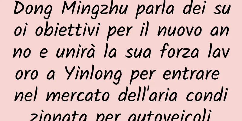 Dong Mingzhu parla dei suoi obiettivi per il nuovo anno e unirà la sua forza lavoro a Yinlong per entrare nel mercato dell'aria condizionata per autoveicoli