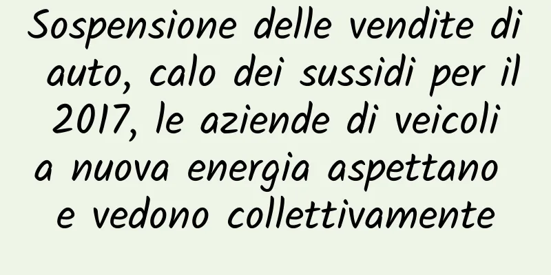 Sospensione delle vendite di auto, calo dei sussidi per il 2017, le aziende di veicoli a nuova energia aspettano e vedono collettivamente