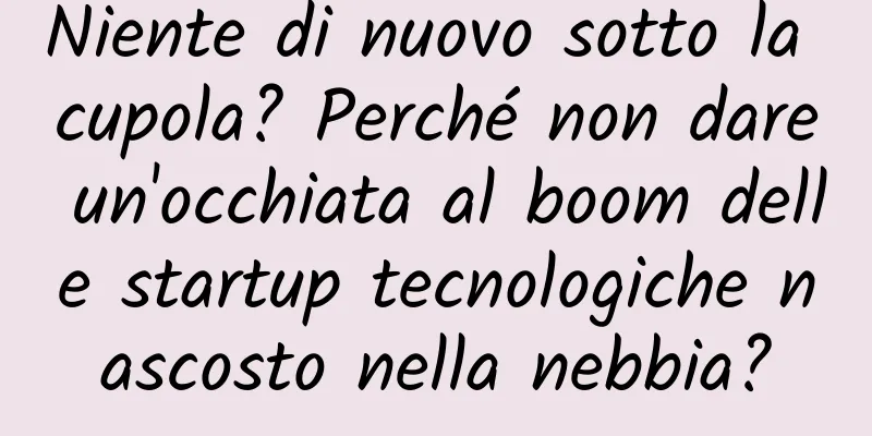 Niente di nuovo sotto la cupola? Perché non dare un'occhiata al boom delle startup tecnologiche nascosto nella nebbia?