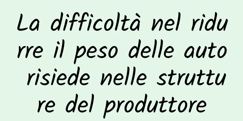 La difficoltà nel ridurre il peso delle auto risiede nelle strutture del produttore