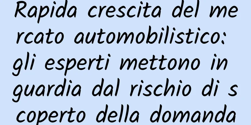 Rapida crescita del mercato automobilistico: gli esperti mettono in guardia dal rischio di scoperto della domanda