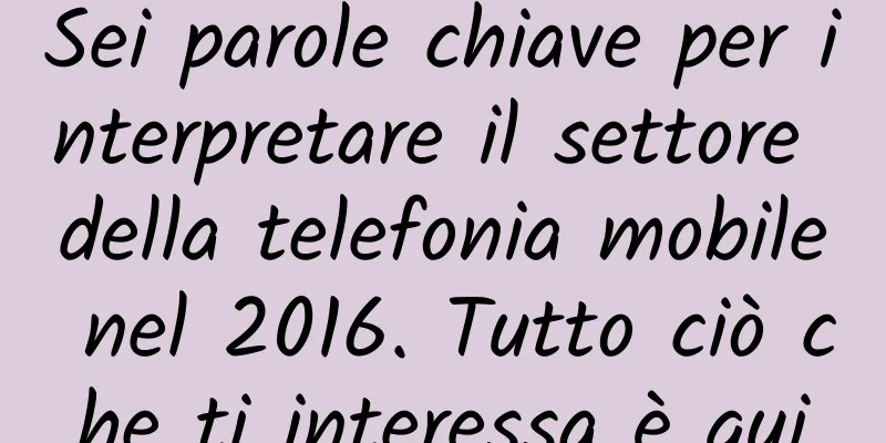 Sei parole chiave per interpretare il settore della telefonia mobile nel 2016. Tutto ciò che ti interessa è qui