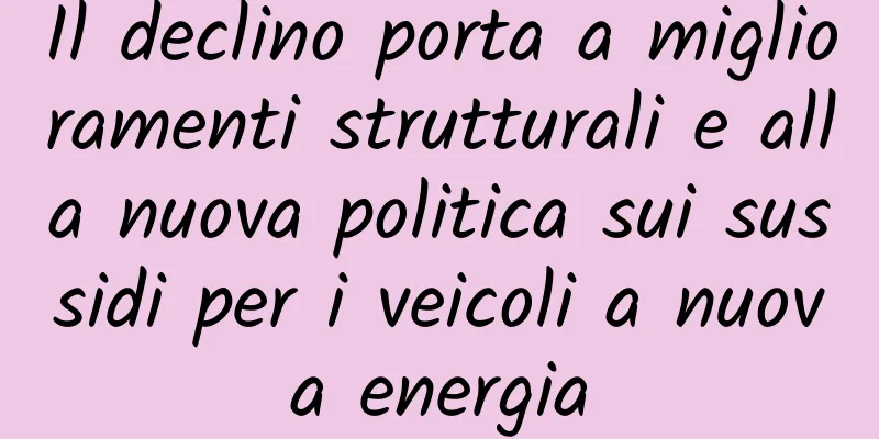 Il declino porta a miglioramenti strutturali e alla nuova politica sui sussidi per i veicoli a nuova energia