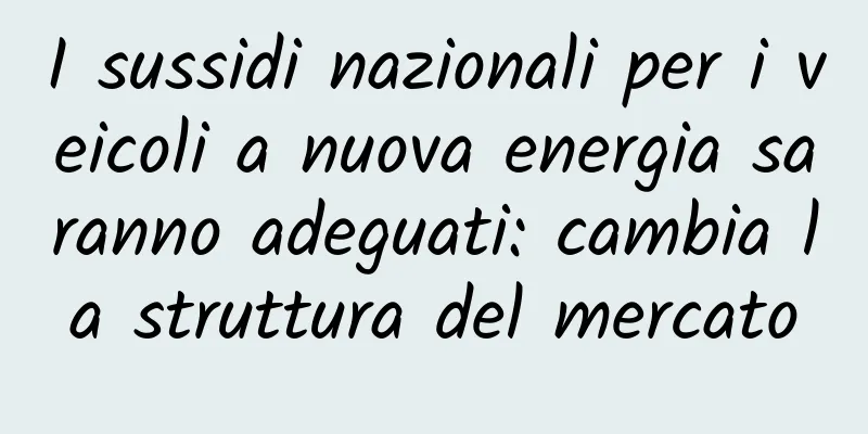I sussidi nazionali per i veicoli a nuova energia saranno adeguati: cambia la struttura del mercato