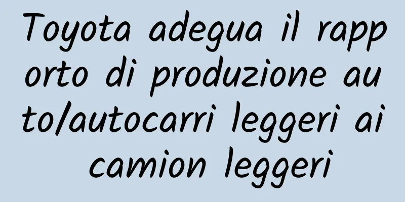 Toyota adegua il rapporto di produzione auto/autocarri leggeri ai camion leggeri