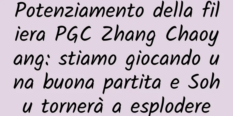 Potenziamento della filiera PGC Zhang Chaoyang: stiamo giocando una buona partita e Sohu tornerà a esplodere