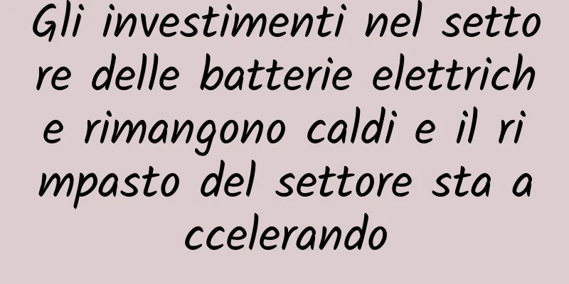 Gli investimenti nel settore delle batterie elettriche rimangono caldi e il rimpasto del settore sta accelerando
